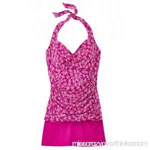 Chadwicks of Boston Printed Ruched Halter Skirtini by Shape Benefits Berry Floral B07P5ZPPCM